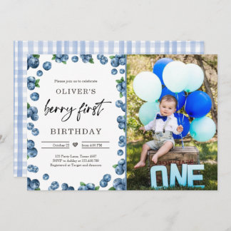 Blueberry Berry Sweet Erster Geburtstag Einladung
