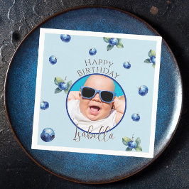 Blueberry Berry Sweet Foto Boy Birthday Party Serviette