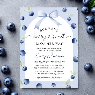 Blueberry Berry Sweet Girl Bow Babydusche Einladung