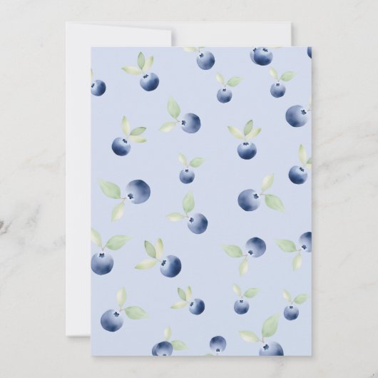 Blueberry Berry Sweet Girl Bow Babydusche Einladung (Rückseite)