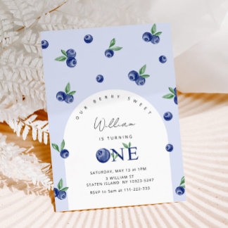 Blueberry Berry Sweet Junge ersten Geburtstag Einladung