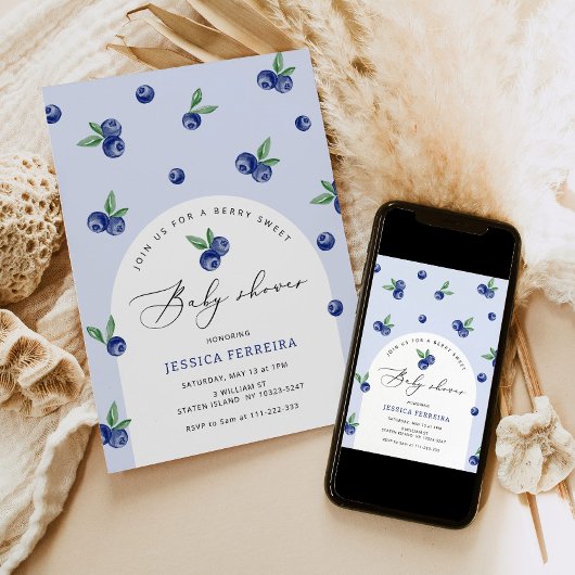 Blueberry Berry Swery Baby Dusche Einladung