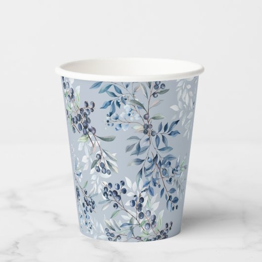 Blueberry Berry Watercolor Muster Pappbecher (Vorderseite)