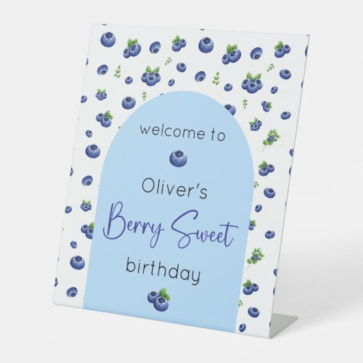 Blueberry Birthday Berry Sweet Willkommen Sockelschild (Vorderseite)