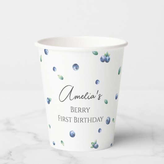 Blueberry Birthday Party Berry Sweet Watercolor Pappbecher (Vorderseite)