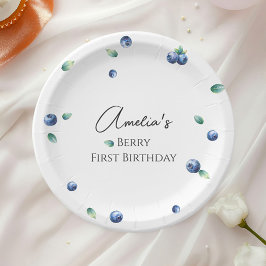 Blueberry Birthday Party Berry Sweet Watercolor Pappteller