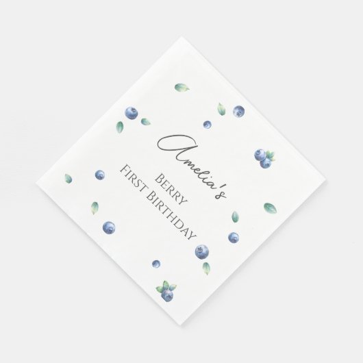 Blueberry Birthday Party Berry Sweet Watercolor Serviette (Ecke)