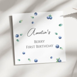 Blueberry Birthday Party Berry Sweet Watercolor Serviette