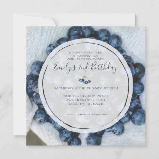 Blueberry Birthday Party Einladung (Vorderseite)
