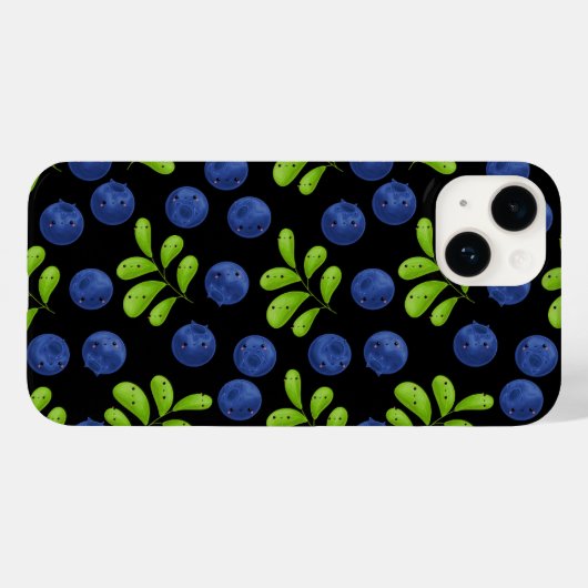Blueberry Bliss: Frisches Fruchtmuster Case-Mate iPhone Hülle (Rückseite (Horizontal))