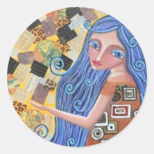 Blueberry Blonde Goddess, Round Sticker