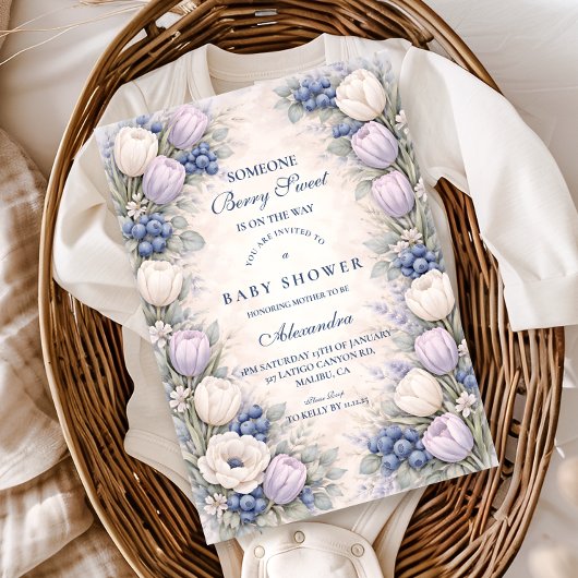 Blueberry Blossom Garden Baby Shower Einladung