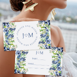 Blueberry Blue Blumen Hochzeit Flache Platzkarte