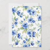 Blueberry & Blue Flowers Baby Brunch Einladung (Rückseite)