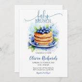 Blueberry & Blue Flowers Baby Brunch Einladung (Vorne/Hinten)