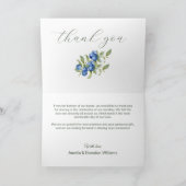 Blueberry, Blue Wildblumen Imitate Gold Foil Rahme Dankeskarte (Innenseite)