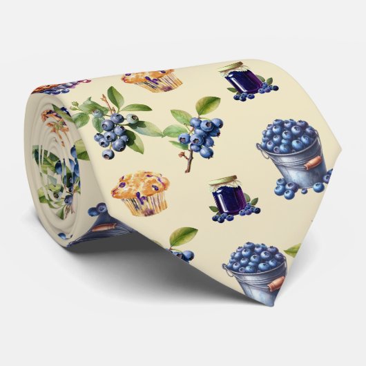 Blueberry Blueberries Neck Tie Krawatte (Gerollt)