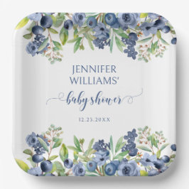 Blueberry Blues Baby Boy Dusche Papier Teller