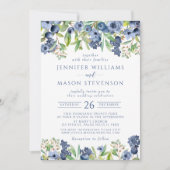 Blueberry Blumen Herbsthochzeit Einladung (Vorderseite)