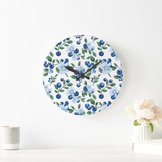 Blueberry-Blumenwall-Uhr Große Wanduhr (Zuhause)