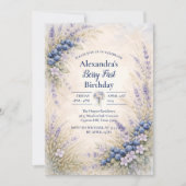 Blueberry Botanical Berry Theme 1st Birthday Einladung (Vorderseite)