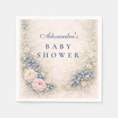 Blueberry Botanical Frame Baby Shower Serviette (Vorderseite)