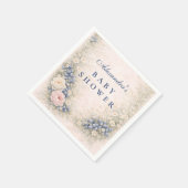 Blueberry Botanical Frame Baby Shower Serviette (Ecke)