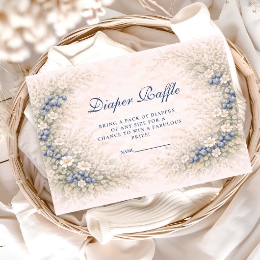 Blueberry Botanical Frame Diapper Raffle Begleitkarte