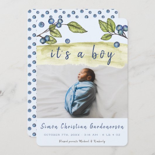 Blueberry Boy Ankündigung (Vorne/Hinten)