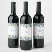 Blueberry Brautbräutigam Monogramm Trauweinetikett Weinetikett (Flaschen)