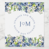 Blueberry Brautbräutigam Monogramm Trauweinetikett Weinetikett (Einzelnes Label)