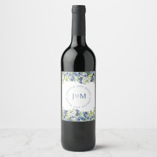 Blueberry Brautbräutigam Monogramm Trauweinetikett Weinetikett