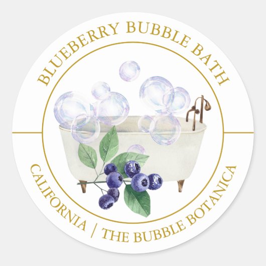 Blueberry Bubble Bath Label Runder Aufkleber (Vorderseite)