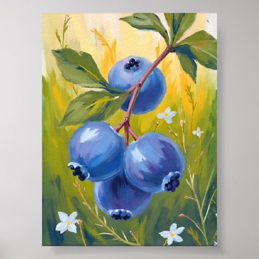 Blueberry Bush | Fruit Watercolor Painting Poster (Vorne)
