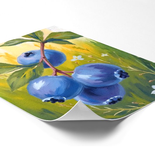 Blueberry Bush | Fruit Watercolor Painting Poster (Ecke)