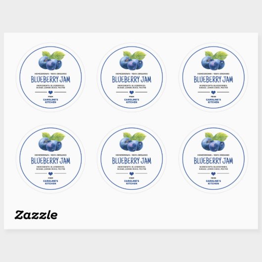 Blueberry Canning Jar Label Runder Aufkleber (Blatt)