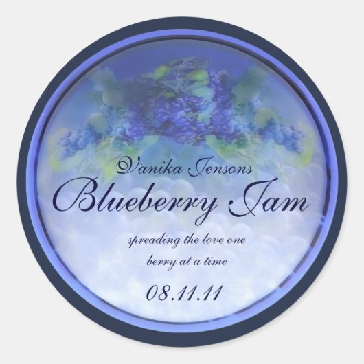 Blueberry Canning Label 1 Runder Aufkleber (Vorderseite)