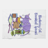 Blueberry Cat Breakfast Spread Illustration Geschirrtuch (Horizontal)