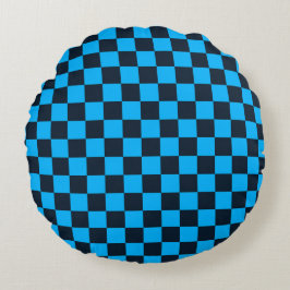 Blueberry checkered pattern rundes kissen