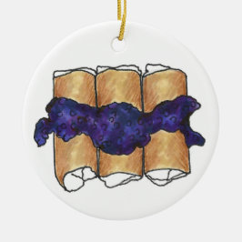 Blueberry Cheese Blintzes Jewish Deli Cuisine Keramik Ornament