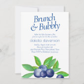 Blueberry Chic | Classic Blue Green Bubbly Brunch Einladung (Vorderseite)