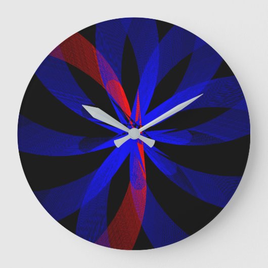 Blueberry Color Center Geometric Wall Clock Große Wanduhr (Vorderseite)