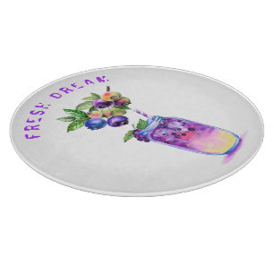 Blueberry Cool Drink Cutting Board - Custom Text Schneidebrett