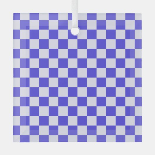 Blueberry cream checkered pattern ornament aus glas (Vorderseite)