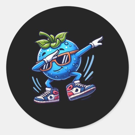 Blueberry Dabbing Dancing Blueberry Frucht Runder Aufkleber (Vorderseite)