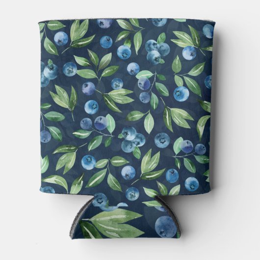 Blueberry dunkles Hintergrundmuster Dosenkühler (Vorderseite)