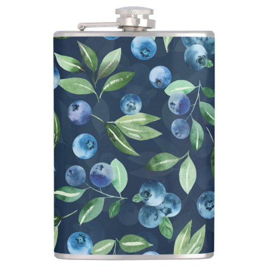 Blueberry dunkles Hintergrundmuster Flachmann (Vorderseite)