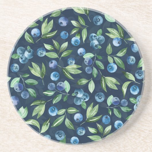 Blueberry dunkles Hintergrundmuster Getränkeuntersetzer (Vorne)