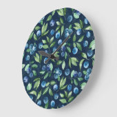 Blueberry dunkles Hintergrundmuster Große Wanduhr (Winkel)