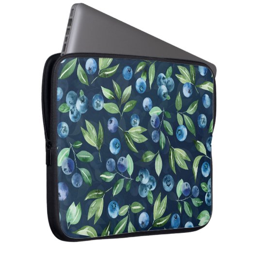 Blueberry dunkles Hintergrundmuster Laptopschutzhülle (Vorne Rechts)